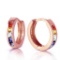 1.3 Carat 14K Solid Rose Gold Hoop Earrings Multicolor Sapphire