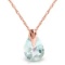 0.68 Carat 14K Solid Rose Gold Necklace Natural Aquamarine