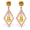 2.4 Carat 14K Solid Rose Gold Citrine Dangling Earrings