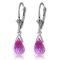 4.5 Carat 14K Solid White Gold Leverback Earrings Briolette Pink Topaz