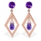 2.4 Carat 14K Solid Rose Gold Chandelier Earrings Amethyst