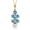 3.65 Carat 14K Soild Gold Seafoam Blue Topaz pearl Necklace