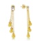 7.38 Carat 14K Solid Gold Chandelier Earrings Diamond Citrine