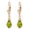 4.5 CTW 14K Solid Gold Leverback Earrings Briolette Peridot