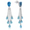 15.5 Carat 14K Solid White Gold The Chosen Path Blue Topaz Earrings