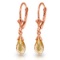 2.5 CTW 14K Solid Rose Gold Leverback Earrings Briolette Citrine