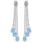 14K Solid White Gold Chandelier Earrings withDiamonds & Blue Topaz