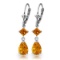 4.5 Carat 14K Solid White Gold Leverback Earrings Citrine