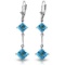 14K Solid White Gold Leverback Earrings with Blue Topaz