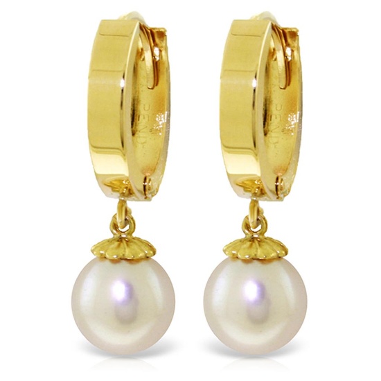 4 Carat 14K Solid Gold Hoop Earrings Natural pearl