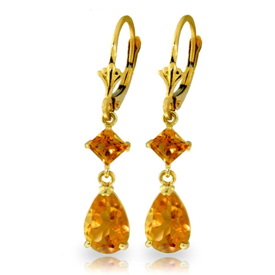 4.5 Carat 14K Solid Gold Beaute Citrine Earrings