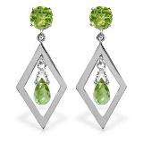 2.4 CTW 14K Solid White Gold At The Pier Peridot Earrings