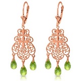 3.75 CTW 14K Solid Rose Gold Peridot Filigree Earrings