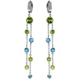 8.99 CTW 14K Solid White Gold Chandelier Earrings Peridot Blue Topaz