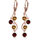 4.6 Carat 14K Solid Rose Gold Garnet Cirine Drop Earrings