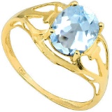 2.07 CT SKY BLUE TOPAZ 10KT SOLID YELLOW GOLD RING