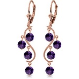 4.95 Carat 14K Solid Rose Gold Amethyst Drop Earrings