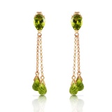 7.5 CTW 14K Solid Rose Gold Chain Drop Earrings Peridot