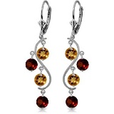 4.6 Carat 14K Solid White Gold Homage To Love Garnet Citrine Earrings