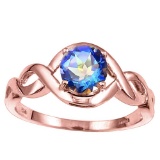 0.92 CT OCEANIC BLUE MYSTICS QUARTZ 10KT SOLID RED GOLD RING