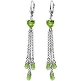 9.5 Carat 14K Solid White Gold Chandelier Earrings Briolette Peridot