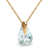 0.68 CTW 14K Solid Gold Necklace Natural Aquamarine