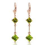 14K Solid Rose Gold Leverback Earrings with Peridots