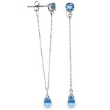 3.15 Carat 14K Solid White Gold Chandelier Earrings Natural Blue Topaz