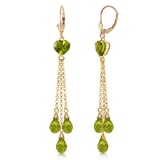 9.5 Carat 14K Solid Gold Chandelier Earrings Briolette Peridot