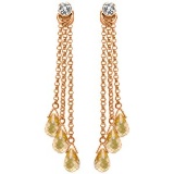 14K Solid Rose Gold Chandelier Earrings withDiamonds & Citrines