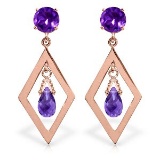 2.4 Carat 14K Solid Rose Gold Chandelier Earrings Amethyst