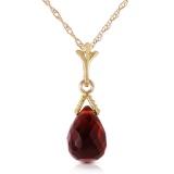 2.5 Carat 14K Solid Gold Necklace Briolette Garnet