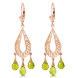 3.75 Carat 14K Solid Rose Gold Chandelier Earrings Natural Peridot