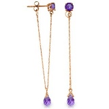14K Solid Rose Gold Chandelier Earrings with Natural Amethysts