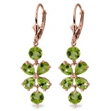 5.32 Carat 14K Solid Rose Gold Flower Peridot Earrings