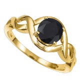 1.33 CT BLACK SAPPHIRE 10KT SOLID YELLOW GOLD RING