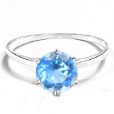 1.08 CT SKY BLUE TOPAZ 10KT SOLID WHITE GOLD RING