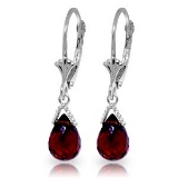 4.5 Carat 14K Solid White Gold Leverback Earrings Briolette Garnet