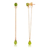 14K Solid Rose Gold Chandelier Earrings with Natural Peridots