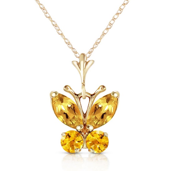 0.6 Carat 14K Solid Gold Butterfly Necklace Citrine