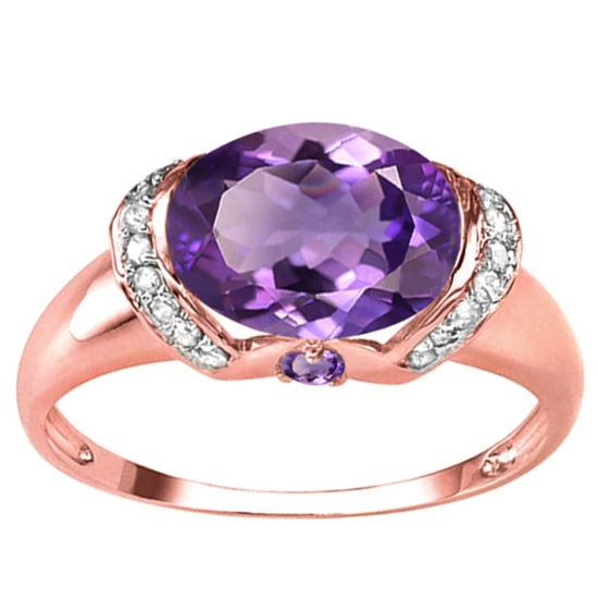 1.79 CT AMETHYST 0.1 CT AMETHYST AND ACCENT DIAMOND 0.09 CT 10KT SOLID RED GOLD RING