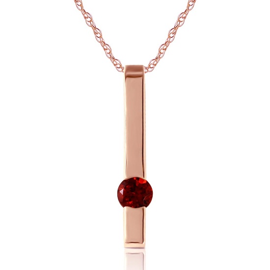 0.25 Carat 14K Solid Rose Gold Bar Garnet Necklace
