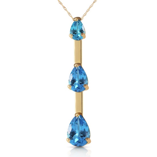 1.71 Carat 14K Solid Gold First Light Blue Topaz Necklace