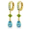 5.37 CTW 14K Solid Gold Huggie Earrings Peridot Blue Topaz