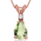 0.64 CARAT GREEN AMETHYST & 0.01 CTW DIAMOND 14KT SOLID RED GOLD PENDANT