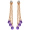 14K Solid Rose Gold Chandelier Earrings withDiamonds & Amethysts