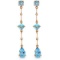 14K Solid Rose Gold Chandelier Earrings withDiamond & Blue Topaz