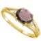 0.66 CARAT GARNET & 0.02 CTW DIAMOND 10KT SOLID YELLOW GOLD RING