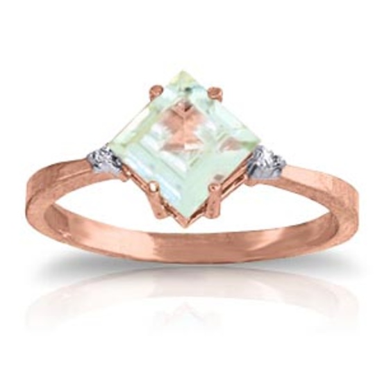 1.77 Carat 14K Solid Rose Gold Ring Diamond Aquamarine