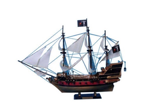 Blackbeards Queen Annes Revenge Model Pirate Ship 24in. - White Sails